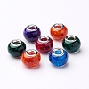 Spray Painted Glass European Beads X-GPDL-R007-M1-1