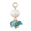 Natural Green Aventurine & Garne & Amethyst & Rose Quartz & Apatite Faceted Round & Potato Pearl Pendants PALLOY-JF04750-03-2