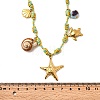 Summer Beach 304 Stainless Steel & Electroplated Natural Shell Pendant Adjustable Polyester Cord Necklaces for Women NJEW-F348-01B-G-5