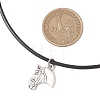 Horse Alloy Pendant Necklaces with Black Cowhide Leather Cord for Women NJEW-JN05873-3