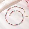Dyed Faceted Round Natural Agate & Natural Cultured Freshwater Pearl Beaded Necklaces NJEW-JN05817-1