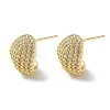 C-Shaped Brass & Clear Cubic Zirconia Stud Earrings KK-CBA36A2-10G-4