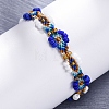 Flower Glass Seed Beaded Braided Bead Bracelets for Women Frineds BJEW-F493-10A-3