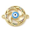 Rack Plating Brass Colorful Cubic Zirconia Vortex Connector Charms KK-K392-08G-01-1