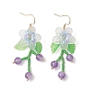 Flower Glass Seed Beads Dangle Earrings EJEW-MZ00663-3