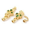 Rack Plating Brass Micro Pave Green Cubic Zirconia Fold Over Clasps KK-H447-13G-2