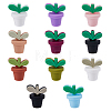 11Pcs 11 Colors Leaf Pot Food Grade Eco-Friendly Silicone Beads SIL-FH0001-09-1