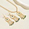 Bohemian Vintage Iron Resin Evil Eye Tassels Pendant Necklaces & Earrings Sets for Women XC5526-1