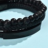 Natural Lava Rock & Glass Round Beaded Bracelets BJEW-G732-02A-4