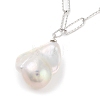 925 Sterling Silver with Pearl Pendant Necklaces STER-Z009-13P-2