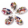 Printed Natural Cowrie Shell Pendants X-SSHEL-R047-02-B01-2