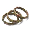Bamboo Natural Unakite Beads Stretch Bracelets for Women Men BJEW-K304-01F-4