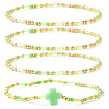 4Pcs Bohemian Summer Cross & Glass Seed Bead Beaded Stretch Bracelet Sets BE5944-1-1