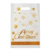 50Pcs Merry Christmas Snowflake Printed Transparent OPP Cellophane Packaging Bags with Die Cut Hole Handles ABAG-C013-02-3