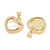 Brass Micro Pave Clear Cubic Zirconia with White Shell Pendants CU-CBA9482-02G-01-2