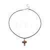 5Pcs 5 Style Natural & Synthetic Mixed Gemstone Cross Pendant Necklaces Set with Waxed Cord for Women NJEW-JN04176-4