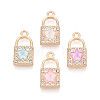 Rack Plating Alloy Rhinestone & Glass Pendants PALLOY-T092-90M-G-1