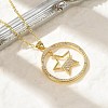 Brass Micro Pave Clear Cubic Zirconia Ring Pendant Necklaces NJEW-P322-A01-G-1