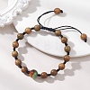 Wood & Natural Peacock Agate Beaded Adjustable Bracelets for Women Men BJEW-TA00733-1