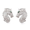 Brass Micro Pave Cubic Zirconia Stud Earrings EJEW-Q033-01P-1