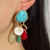 Triangle Alloy Plastic Dangle Stud Earrings EJEW-Q035-01G-3