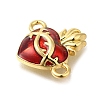 Brass Enamel Sacred Heart of Jesus Links Connector Charms KK-M101-06G-2