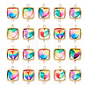 25Pcs Polymer Clay Heart & CCB Square Frame Links Connector Charms CLAY-TADJ0001-05-2