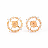 Brass Micro Pave Clear Cubic Zirconia Stud Earrings Findings KK-T062-122G-NF-1