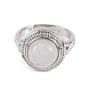 Natural Quartz Crystal Round Adjustable Rings RJEW-K271-04P-07-3