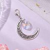 Alloy Moon & Glass Pendant Decorations HJEW-JM02689-01-1
