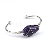 Natural Amethyst Wire Wrapped Cuff Bangles WG81AD5-01-1