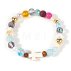 Synthetic Howlite & Glass & Plastic & Zinc Alloy & Brass & Wood Beads Stretch Bracelets for Women JJ5284-7