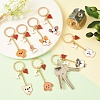 8Pcs 8 Styles Alloy Enamel Dog Heart Bone Pendant Keychain KEYC-YW00283-4