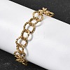 Textured 304 Stainless Steel Rolo Chain Bracelets for Women BJEW-A157-01G-2