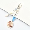 Handmade Porcelain & Natural White Jade & Natural Shell & Glass Pendant Decorations HJEW-YW00516-02-1