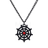 Halloween Alloy Rhinestone Spider Web Pendant Necklaces for Unisex WG8A995-05-1