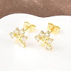 Brass Micro Pave Clear Cubic Zirconia Stud Earrings EJEW-F405-07G-4