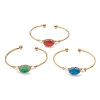 Wire Wrapped Natural Agate Cuff Bangles BJEW-TA00742-2