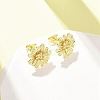 Valentine's Day Flower Brass Stud Earrings EJEW-D351-03G-4