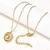 304 Stainless Steel Oval with Shell Shape Pendant Necklaces for Women NJEW-Z091-12G-3