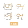 8 Sets 2 Styles Brass Micro Pave Clear Cubic Zirconia Toggle Clasps KK-DC0003-40-2