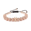 4Pcs 4 Color Cubic Zirconia Round & Crown Braided Bead Bracelet with Synthetic Hematite BJEW-JB08049-8
