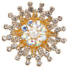 Flower Alloy Rhinestone Brooches for Backpack Clothes JEWB-WH20011-02A-1