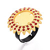 Adjustable Flower Alloy & Iron Rhinestone Bezel Cup Ring Base with Rotatable Tray MAK-T012-04G-1