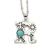 Letter A~Z Antique Silver Plated Alloy with Synthetic Turquoise Pendant Necklaces NJEW-G080-01R-1