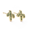 Brass Micro Pave Cubic Zirconia Stud Earrings LS-EJEW-L224-14G-2