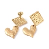 304 Stainless Steel Heart with Rhombus Dangle Stud Earrings for Women EJEW-G328-20-3