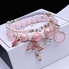 2Pcs 2 Styles Plastic & Glass Beaded Stretch Bracelets FS-WGE3E77-01-1
