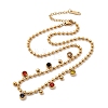 304 Stainless Steel Pave Cubic Zirconia Colorful Round Tassel Ball Chain Bib Necklaces for Women NJEW-D350-01G-2