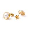6 Pair Shell Pearl Half Round Stud Earrings EJEW-A067-19-3